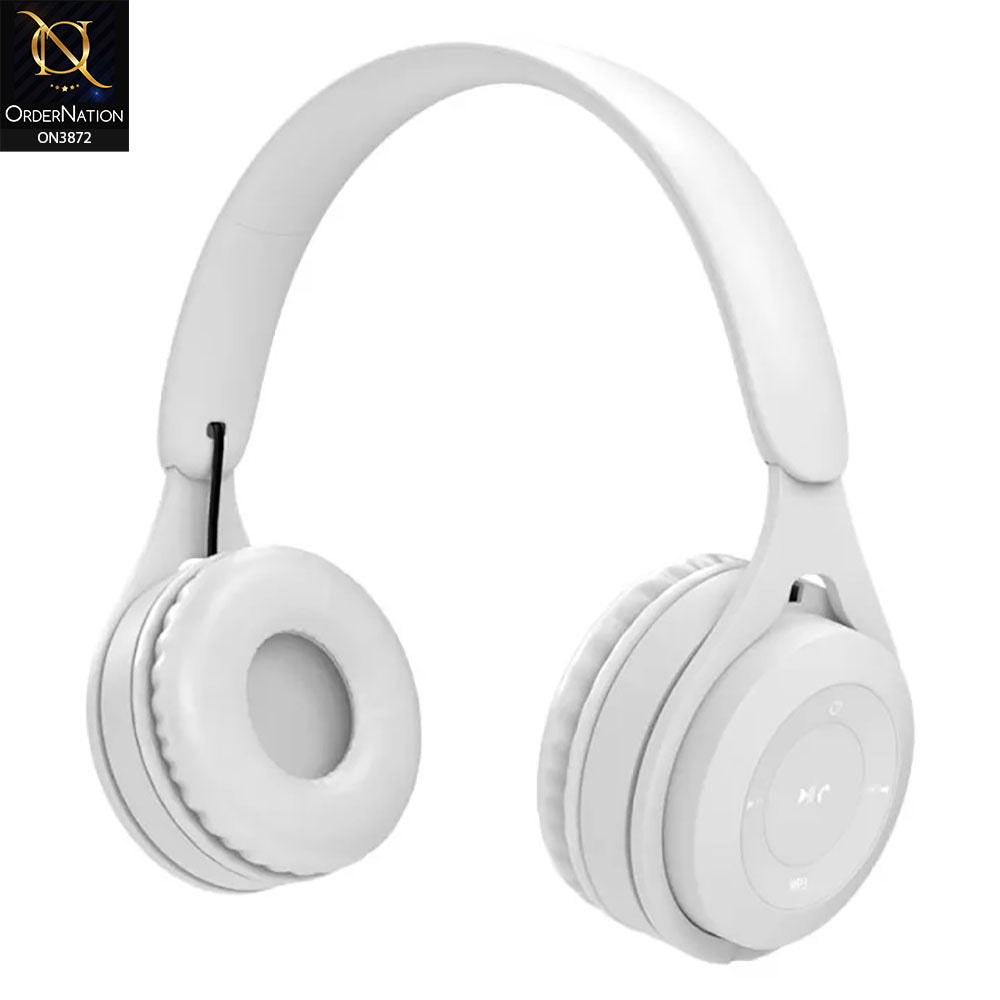 Y08 Wireless Bluetooth HiFi Stereo Over Ear Headphone Headset with Microphone - White