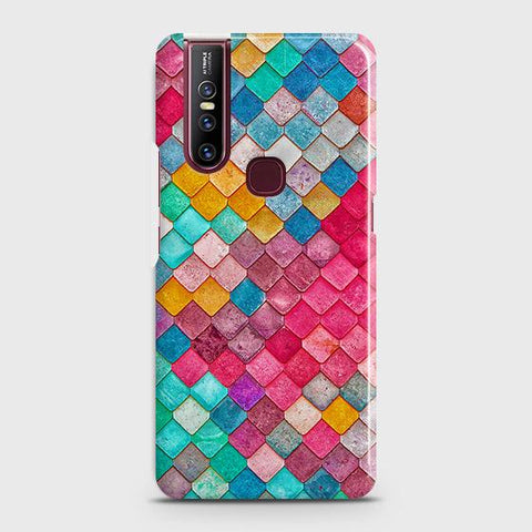 VIVO V15 Cover - Chic Colorful Mermaid Printed Hard Case with Life Time Colors Guarantee