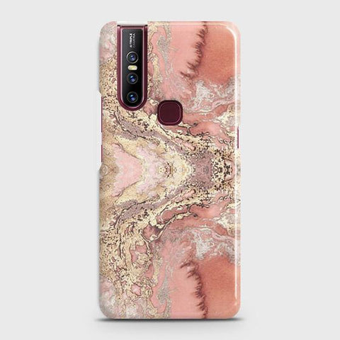 VIVO V15 Cover - Trendy Chic Rose Gold Marble Printed Hard Case with Life Time Colors Guarantee