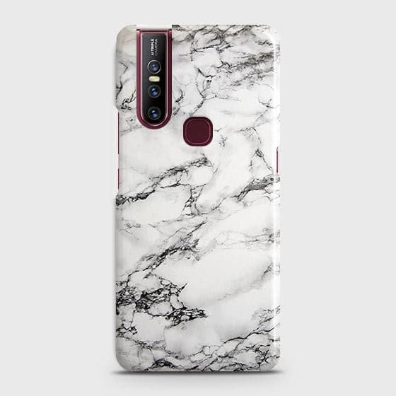 VIVO V15 Cover - Matte Finish - Trendy Mysterious White Marble Printed Hard Case with Life Time Colors Guarantee