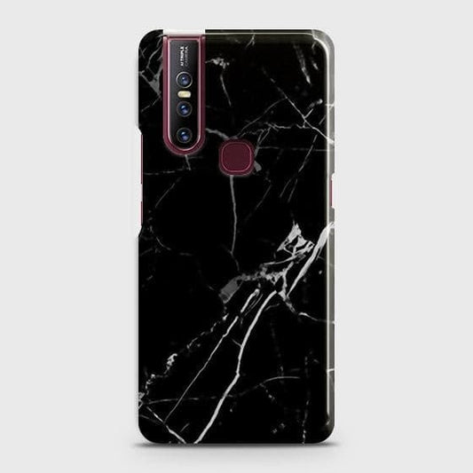 Vivo V15 Cover - Black Modern Classic Marble Printed Hard Case with Life Time Colors Guarantee