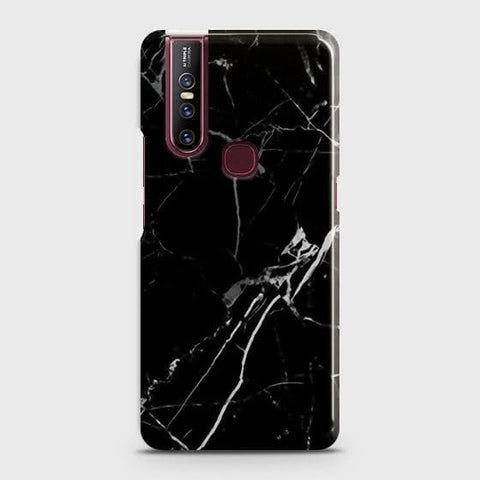 Vivo V15 Cover - Black Modern Classic Marble Printed Hard Case with Life Time Colors Guarantee