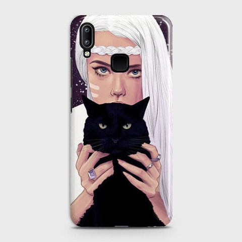 Vivo V11i Cover - Trendy Wild Black Cat Printed Hard Case with Life Time Colors Guarantee