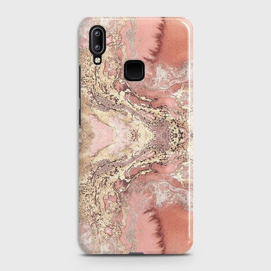 Vivo V11i Cover - Trendy Chic Rose Gold Marble Printed Hard Case with Life Time Colors Guarantee