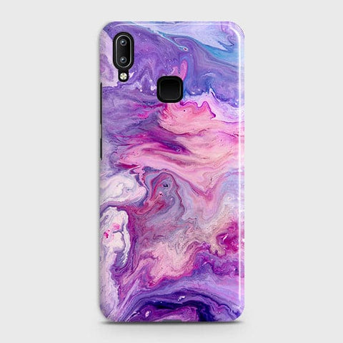 Vivo V11i Cover - Chic Blue Liquid Marble Printed Hard Case with Life Time Colors Guarantee