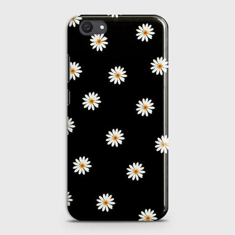 Vivo Y81i Cover - Matte Finish - White Bloom Flowers with Black Background Printed Hard Case with Life Time Colors Guarantee