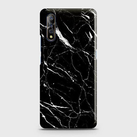 Vivo S1 Cover - Trendy Black Marble Printed Hard Case with Life Time Colors Guarantee