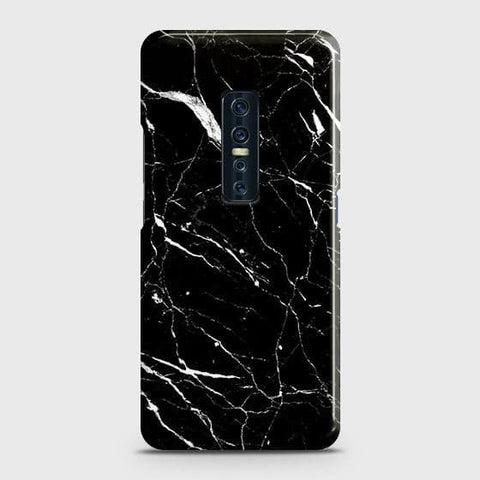Vivo V17 Pro Cover - Trendy Black Marble Printed Hard Case with Life Time Colors Guarantee