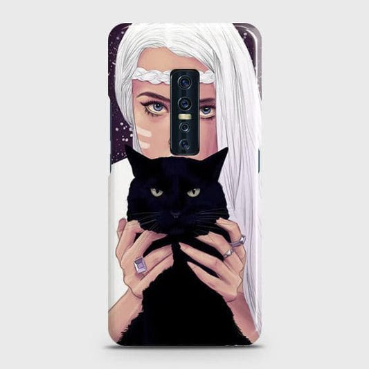 Vivo V17 Pro Cover - Trendy Wild Black Cat Printed Hard Case with Life Time Colors Guarantee
