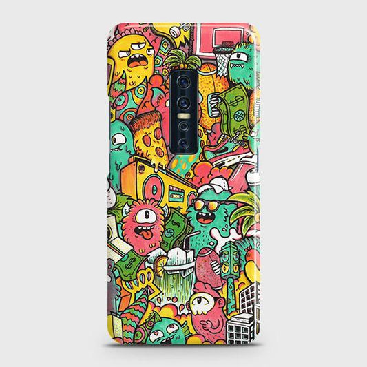 Vivo V17 Pro Cover - Matte Finish - Candy Colors Trendy Sticker Collage Printed Hard Case with Life Time Colors Guarantee
