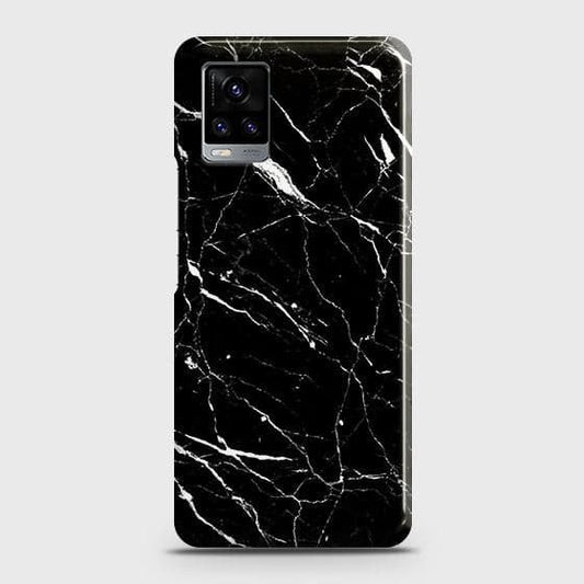 Vivo V20 Cover - Trendy Black Marble Printed Hard Case with Life Time Colors Guarantee