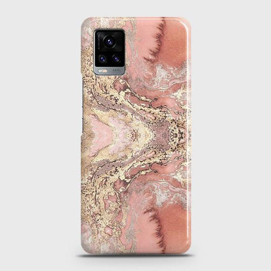 Vivo V20 Cover - Trendy Chic Rose Gold Marble Printed Hard Case with Life Time Colors Guarantee