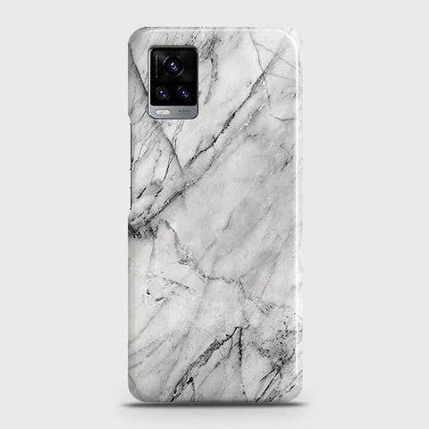 Vivo V20 Cover - Matte Finish - Trendy White Marble Printed Hard Case with Life Time Colors Guarantee ( Fast Delivery )