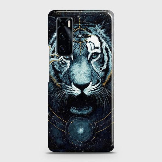 Vivo V20 SE Cover - Vintage Galaxy Tiger Printed Hard Case with Life Time Colors Guarantee