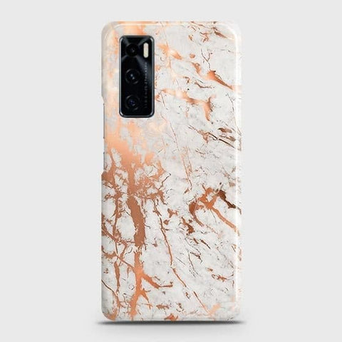 Vivo V20 SE Cover - In Chic Rose Gold Chrome Style Printed Hard Case with Life Time Colors Guarantee