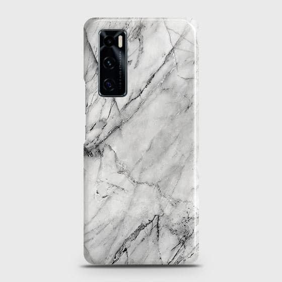 Vivo V20 SE Cover - Matte Finish - Trendy White Marble Printed Hard Case with Life Time Colors Guarantee