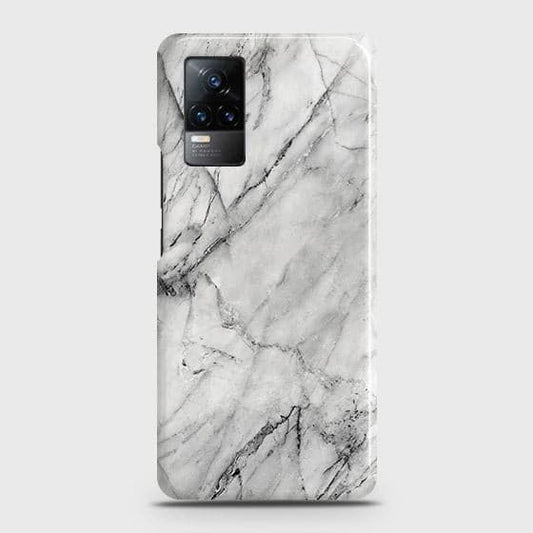 Vivo V21e Cover - Matte Finish - Trendy White Marble Printed Hard Case with Life Time Colors Guarantee