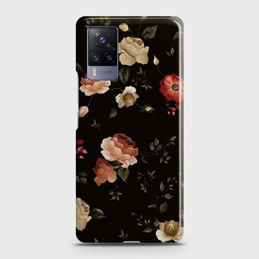 Vivo X60 Pro Cover - Matte Finish - Dark Rose Vintage Flowers Printed Hard Case with Life Time Colors Guarantee