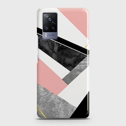 Vivo X60 Pro Cover - Matte Finish - Geometric Luxe Marble Trendy Printed Hard Case with Life Time Colors Guarantee