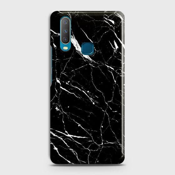 Vivo Y11 2019 Cover - Trendy Black Marble Printed Hard Case with Life Time Colors Guarantee
