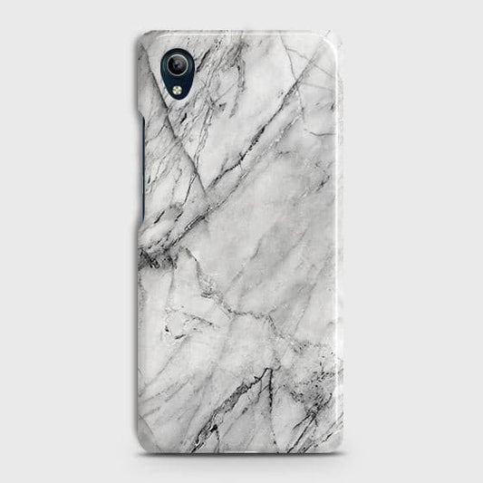 Vivo Y1s Cover - Matte Finish - Trendy White Marble Printed Hard Case with Life Time Colors Guarantee