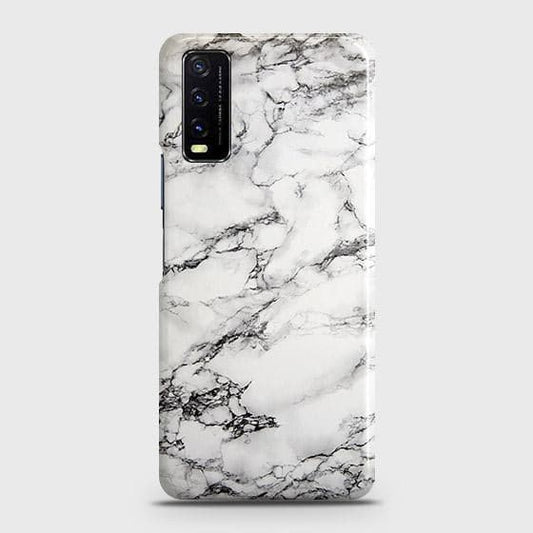 Vivo Y20 Cover - Matte Finish - Trendy Mysterious White Marble Printed Hard Case with Life Time Colors Guarantee