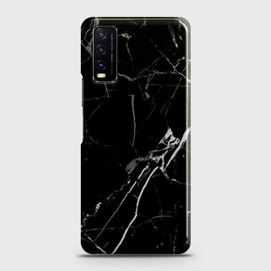 Vivo Y12a Cover - Black Modern Classic Marble Printed Hard Case with Life Time Colors Guarantee