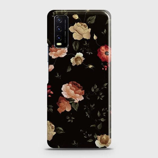 Vivo Y20s Cover - Matte Finish - Dark Rose Vintage Flowers Printed Hard Case with Life Time Colors Guarantee B80