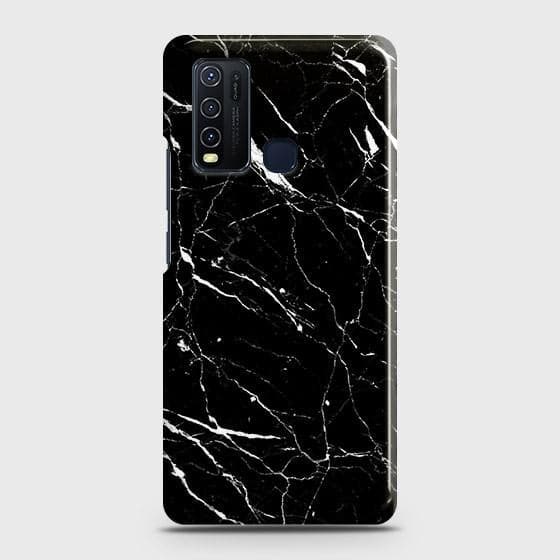 Vivo Y30 Cover - Trendy Black Marble Printed Hard Case with Life Time Colors Guarantee