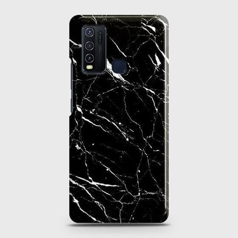 Vivo Y30 Cover - Trendy Black Marble Printed Hard Case with Life Time Colors Guarantee