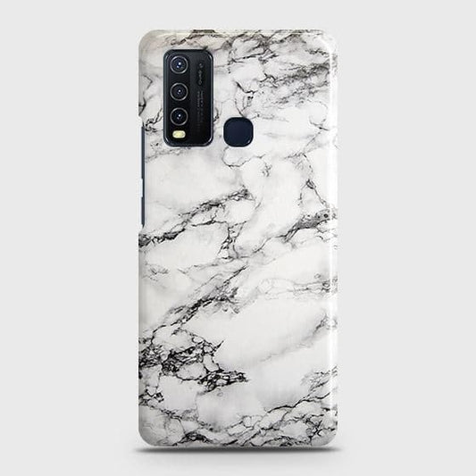 Vivo Y30 Cover - Matte Finish - Trendy Mysterious White Marble Printed Hard Case with Life Time Colors Guarantee