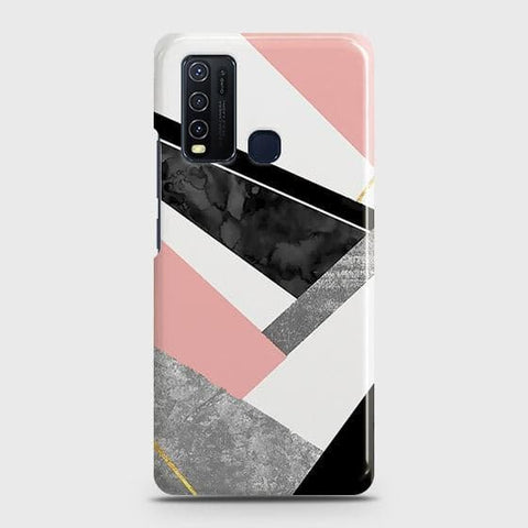 Vivo Y30 Cover - Matte Finish - Geometric Luxe Marble Trendy Printed Hard Case with Life Time Colors Guarantee
