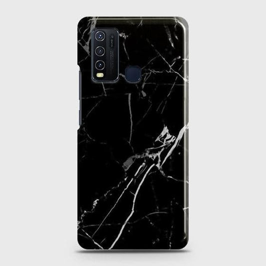 Vivo Y30 Cover - Black Modern Classic Marble Printed Hard Case with Life Time Colors Guarantee