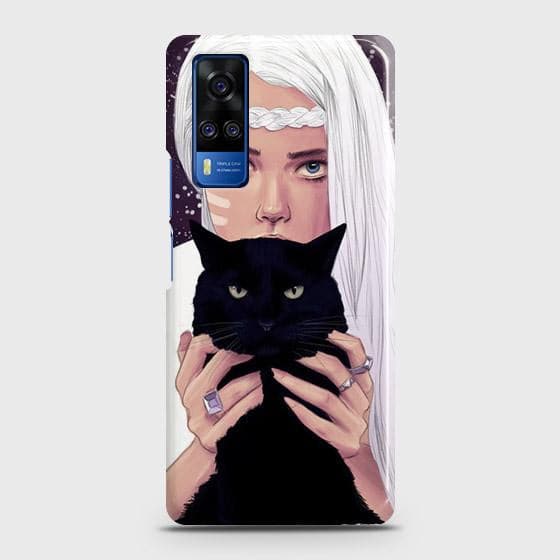 Vivo Y31 Cover - Trendy Wild Black Cat Printed Hard Case with Life Time Colors Guarantee