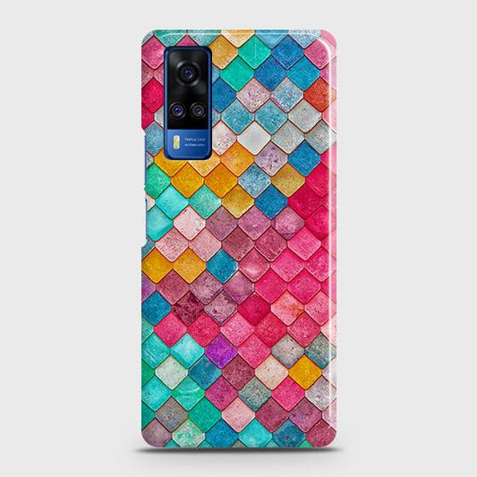 Vivo Y51 2020 Cover - Chic Colorful Mermaid Printed Hard Case with Life Time Colors Guarantee