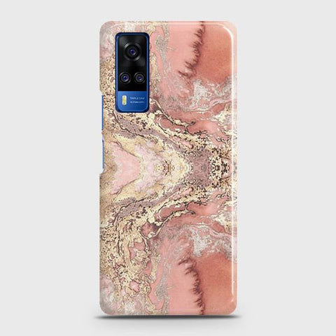 Vivo Y51 2020 Cover - Trendy Chic Rose Gold Marble Printed Hard Case with Life Time Colors Guarantee