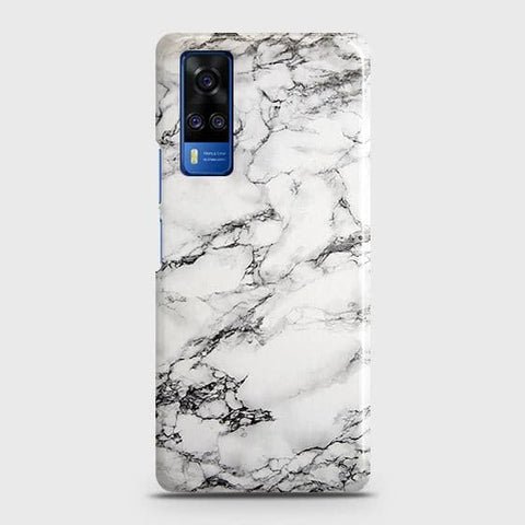 Vivo Y51 2020 Cover - Matte Finish - Trendy Mysterious White Marble Printed Hard Case with Life Time Colors Guarantee