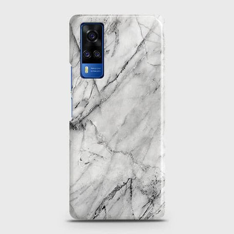 Vivo Y51 2020 Cover - Matte Finish - Trendy White Marble Printed Hard Case with Life Time Colors Guarantee