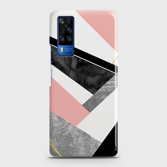 Vivo Y53s 4G Cover - Matte Finish - Geometric Luxe Marble Trendy Printed Hard Case with Life Time Colors Guarantee ( Fast Delivery )