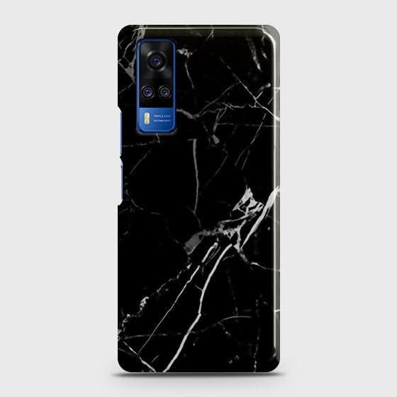 Vivo Y51 2020 Cover - Black Modern Classic Marble Printed Hard Case with Life Time Colors Guarantee