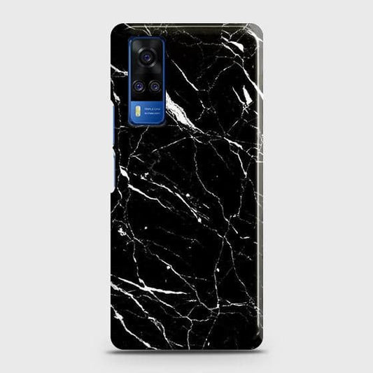 Vivo Y53s 4G Cover - Trendy Black Marble Printed Hard Case with Life Time Colors Guarantee