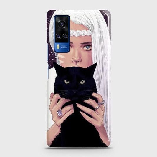 Vivo Y53s 4G Cover - Trendy Wild Black Cat Printed Hard Case with Life Time Colors Guarantee