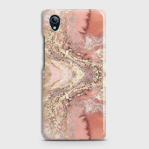 Vivo Y90 Cover - Trendy Chic Rose Gold Marble Printed Hard Case with Life Time Colors Guarantee