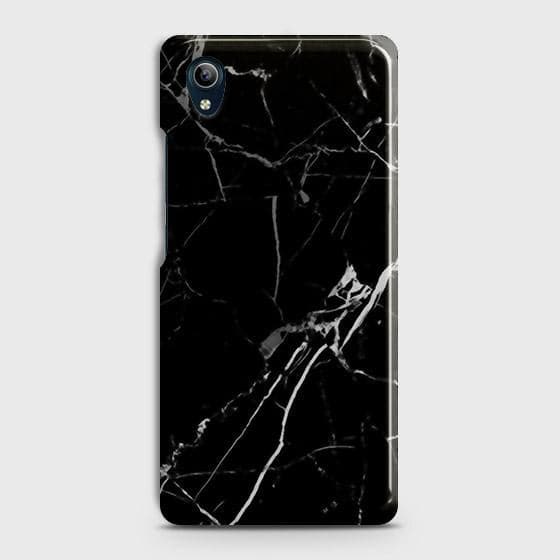 Vivo Y90 Cover - Black Modern Classic Marble Printed Hard Case with Life Time Colors Guarantee