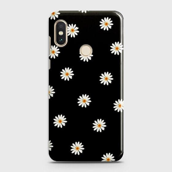 Xiaomi Mi A2 / Mi 6X Cover - Matte Finish - White Bloom Flowers with Black Background Printed Hard Case with Life Time Colors Guarantee(1)