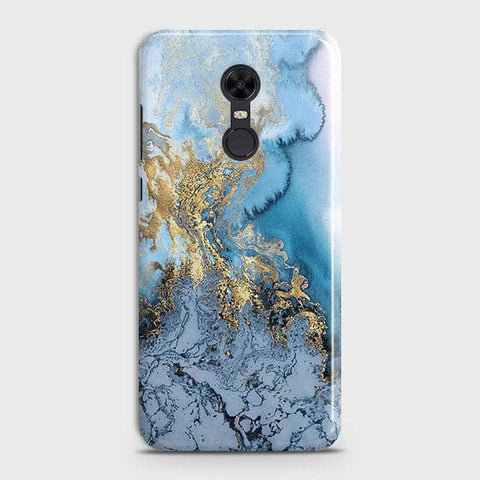 Xiaomi Redmi 5 - Trendy Golden & Blue Ocean Marble Printed Hard Case with Life Time Colors Guarantee
