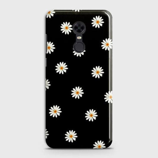 Xiaomi Redmi 5 Cover - Matte Finish - White Bloom Flowers with Black Background Printed Hard Case with Life Time Colors Guarantee