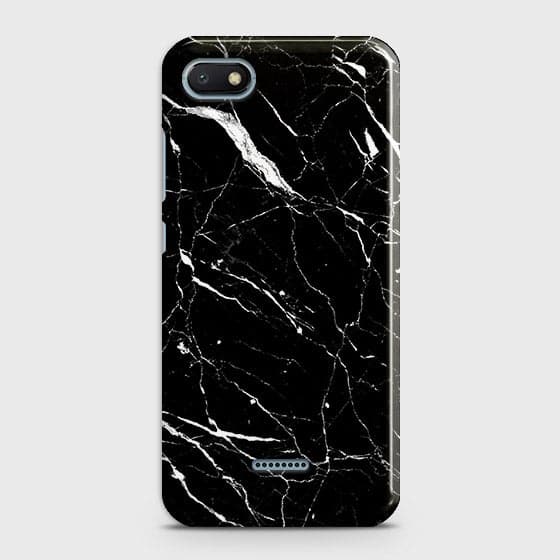 Xiaomi Redmi 6A Cover - Trendy Black Marble Printed Hard Case with Life Time Colors Guarantee