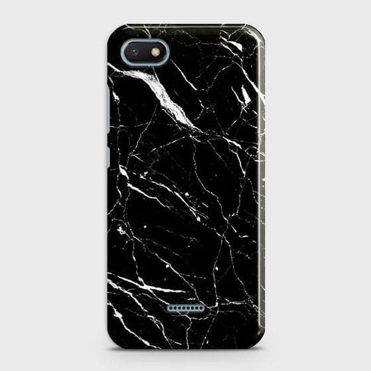 Xiaomi Redmi 6A Cover - Trendy Black Marble Printed Hard Case with Life Time Colors Guarantee