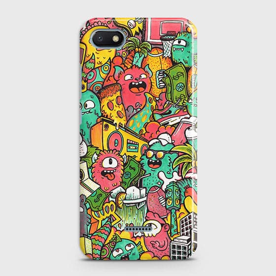 Xiaomi Redmi 6A Cover - Matte Finish - Candy Colors Trendy Sticker Collage Printed Hard Case with Life Time Colors Guarantee